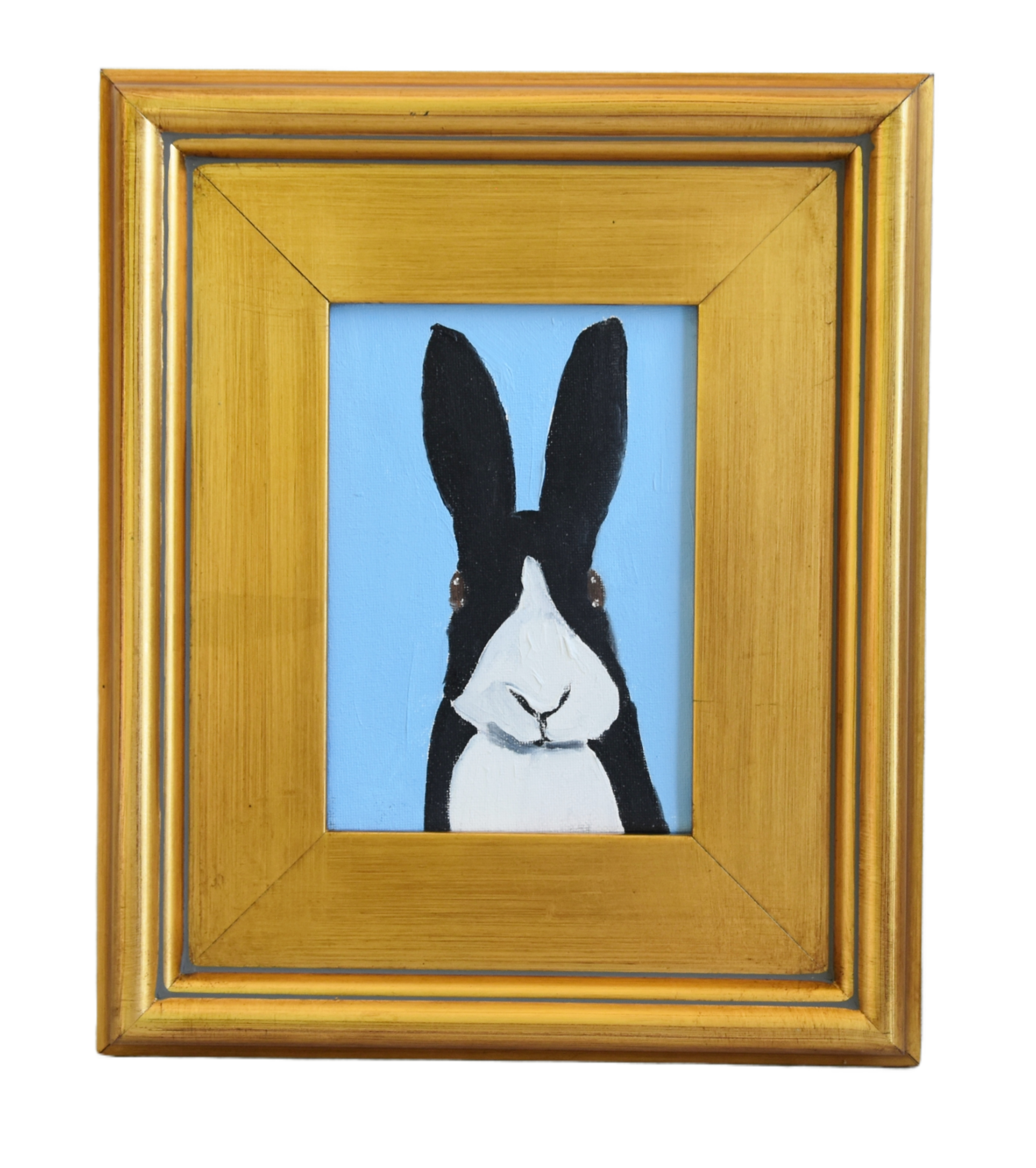 Folk Art Bunny Rabbit Hare Oil Painting~P77672512
