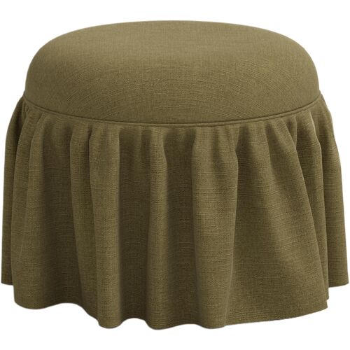 Maggie Ruffle Skirted Ottoman, Linen Maggie Ruffle Skirted Ottoman, Linen