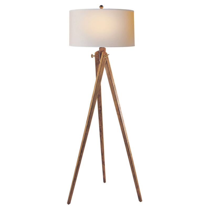 York Floor Lamp, French Waxed Wood