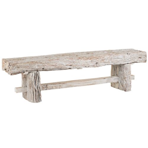 Holland Reclaimed Wood Bench, Whitewash