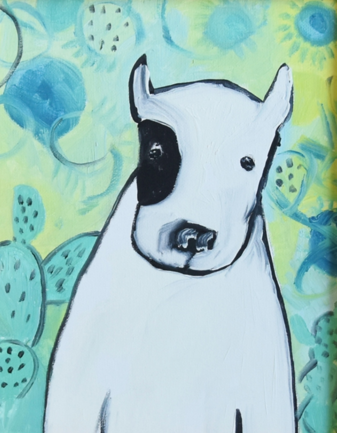 Folk Art Doggie Dog Puppy Oil Painting~P77674043