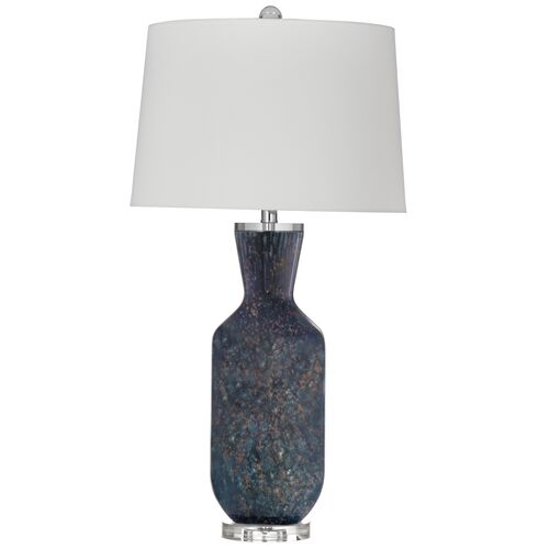 Ash Glass Table Lamp, Speckled Blue