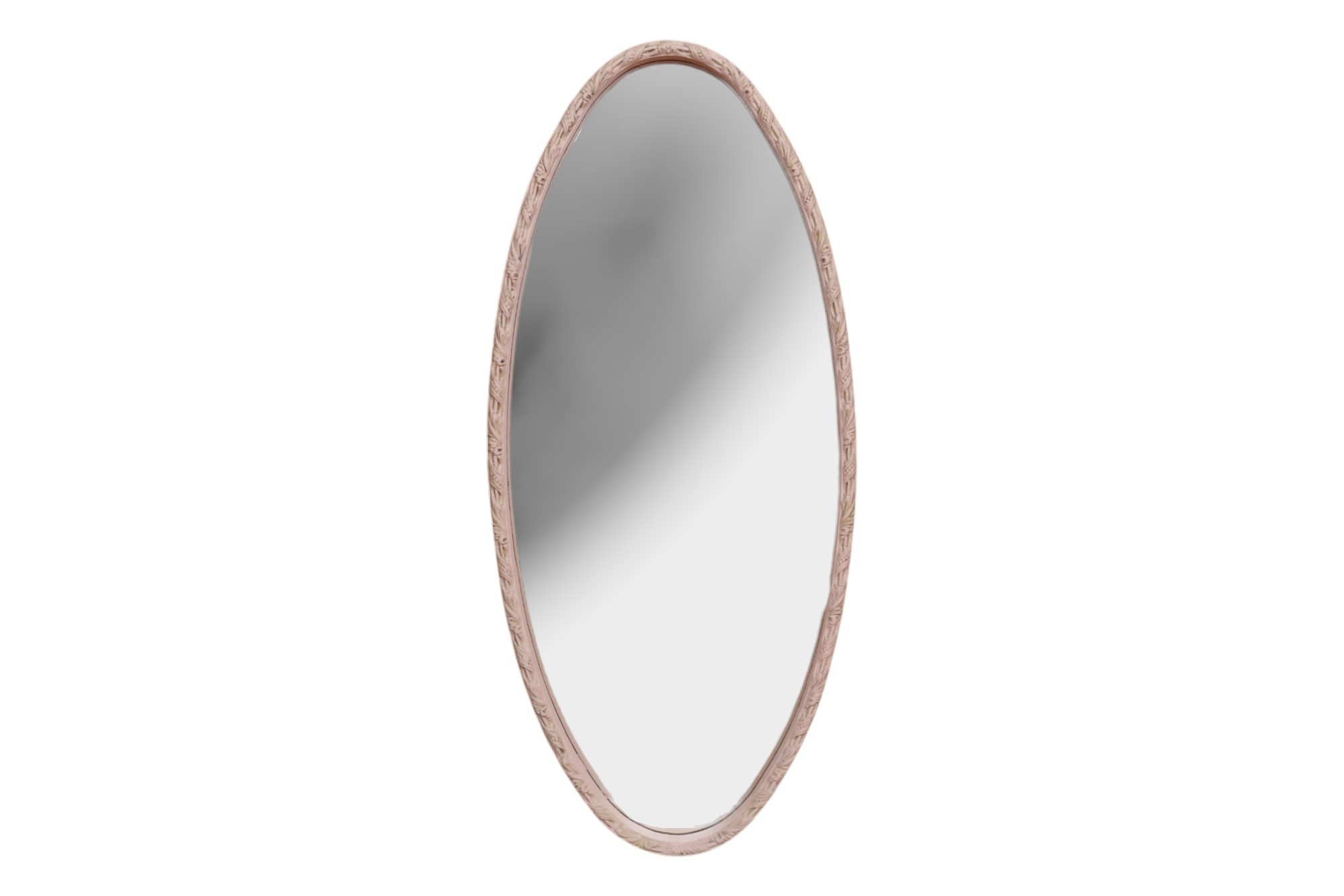 Pink Ribbon Carved Oval Wall Mirror~P77740919
