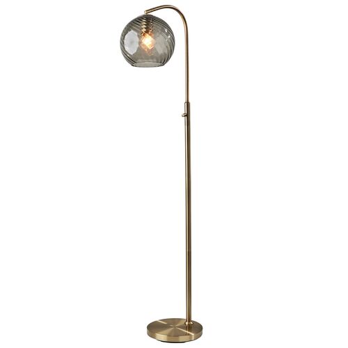 Bennett Globe Floor Lamp, Antique Brass/Smoked Glass