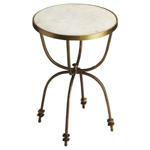 Riley Marble Top Side Table, Gold~P76934122