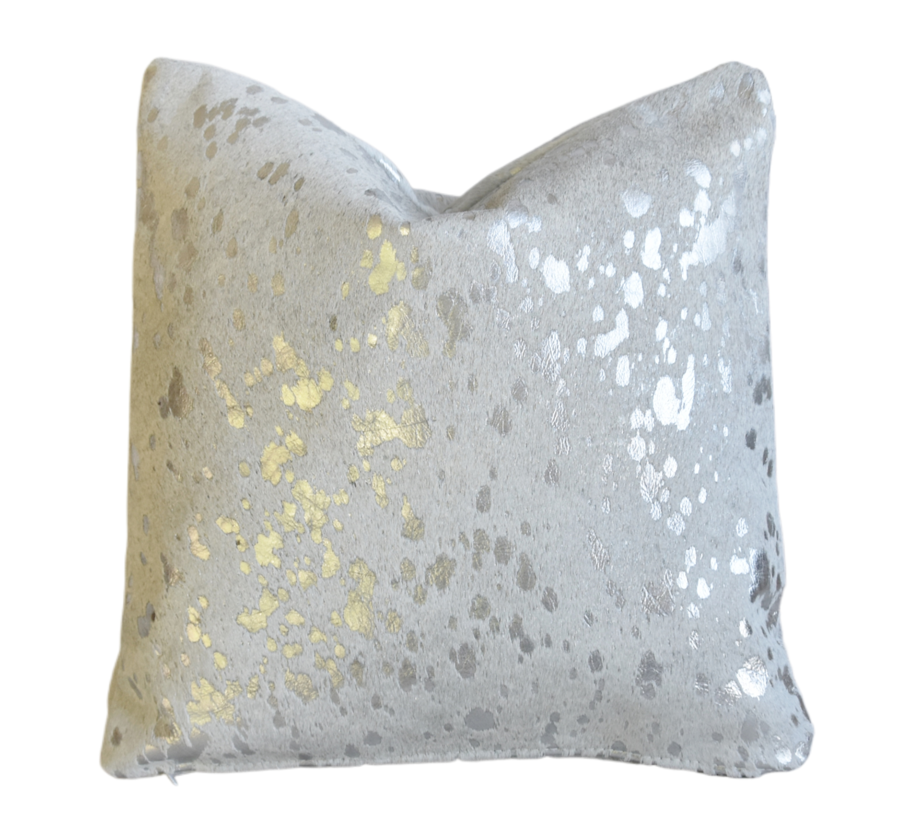 Modern Silver & White Cowhide Pillow~P77678035