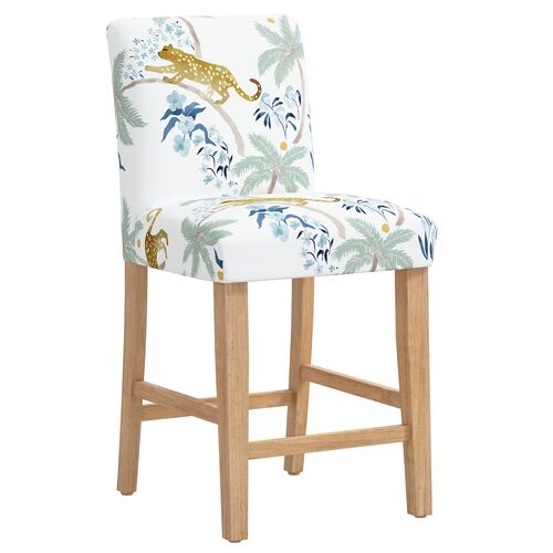Shannon Counter Stool, Palm Leopard Dusty Blue~P77615417