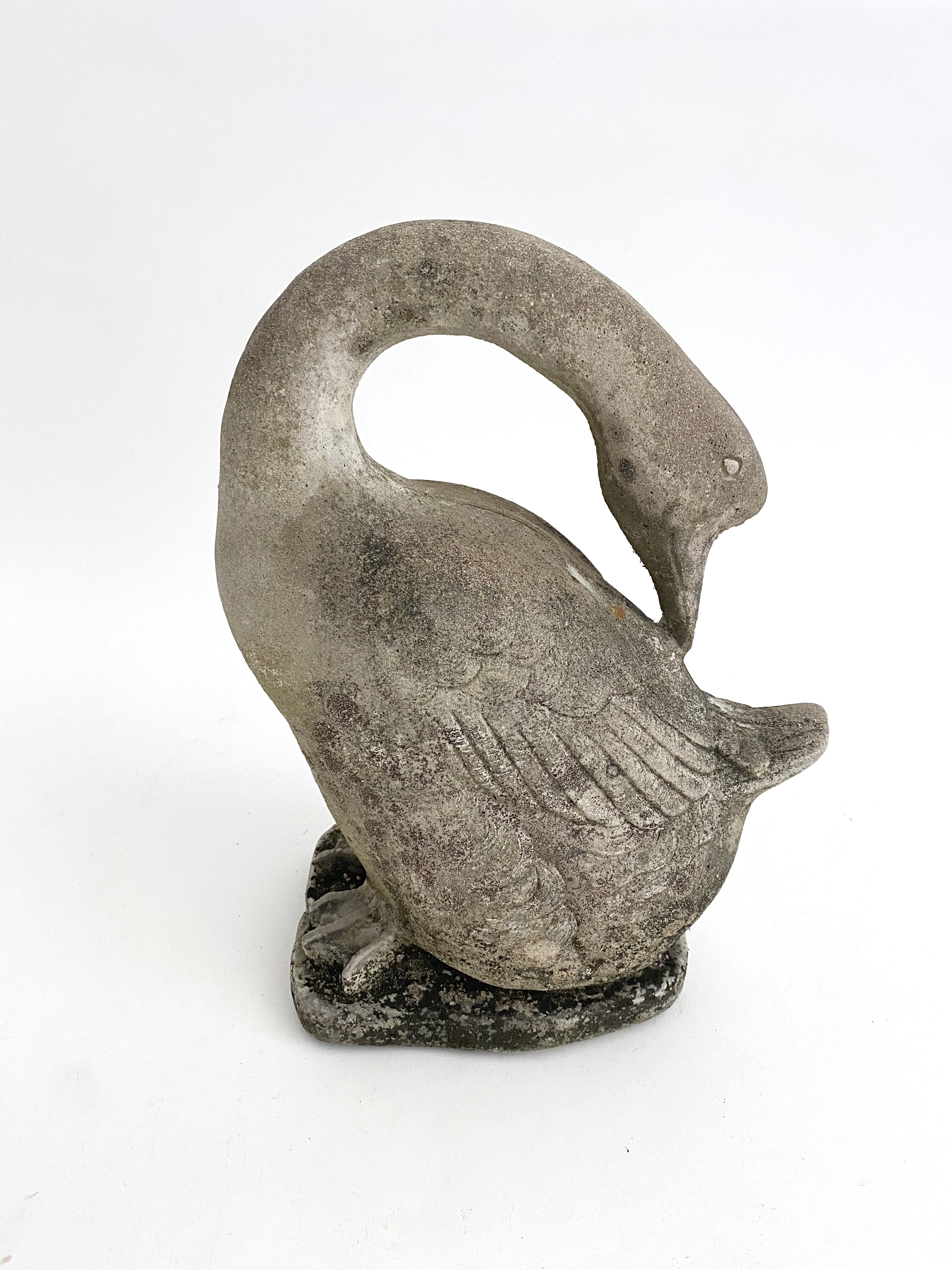 French Carved Stone Swan Sculpture~P77658298