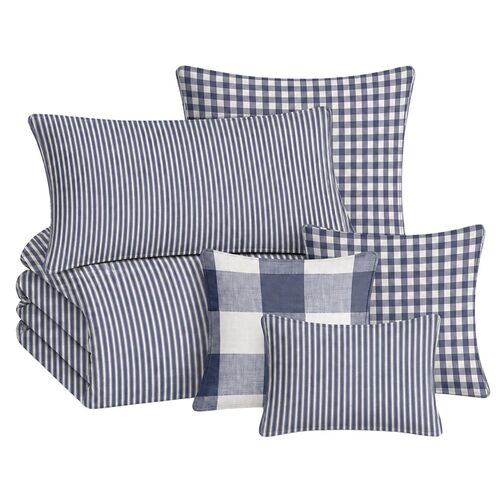 Draven Reversable Ticking Stripe/Check 8-Piece Comforter Set Draven Reversable Ticking Stripe/Check 8-Piece Comforter Set