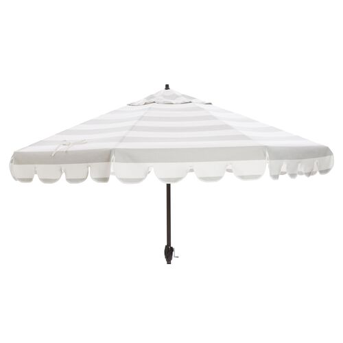 Phoebe Scallop-Edge Patio Umbrella, Gray/White~P77326361~P77326361