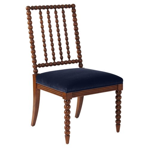 Barton Spindle Side Chair, Navy Velvet~P77383536