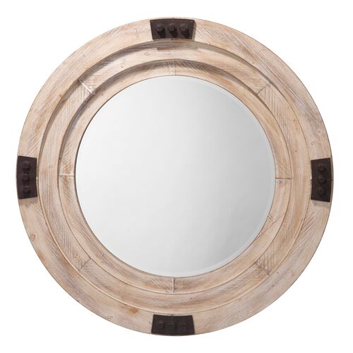 Foreman 36" Round Wall Mirror, Whitewash~P65517987