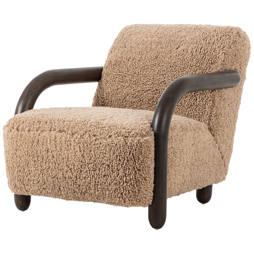 Willow Faux Shearling Chair, Andes Toast