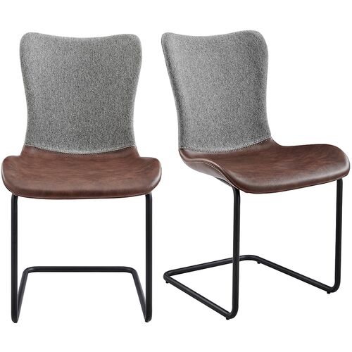 S/2 Leah Side Chairs, Light Gray/Brown~P77647690