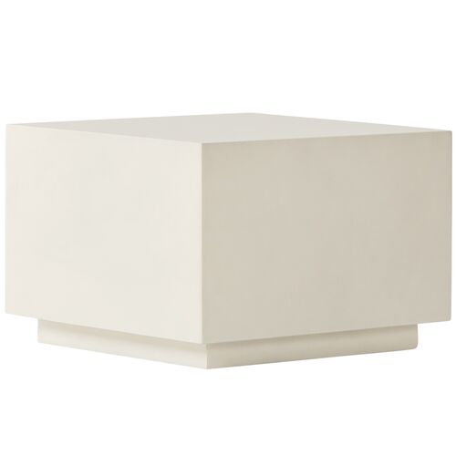 Aspen Outdoor Cube/Side Table, White Concrete
