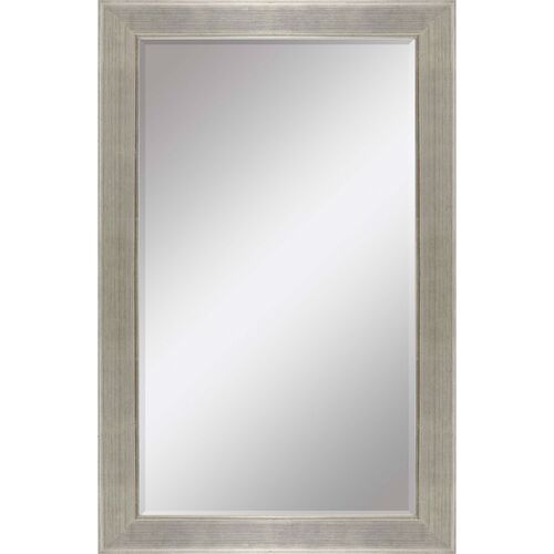 Modern Silver Leaf Beveled Wood Mirror Modern Silver Leaf Beveled Wood Mirror