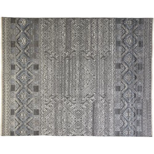 Alice Geometric Hand-Knotted Rug, Blue/Gray~P77607150