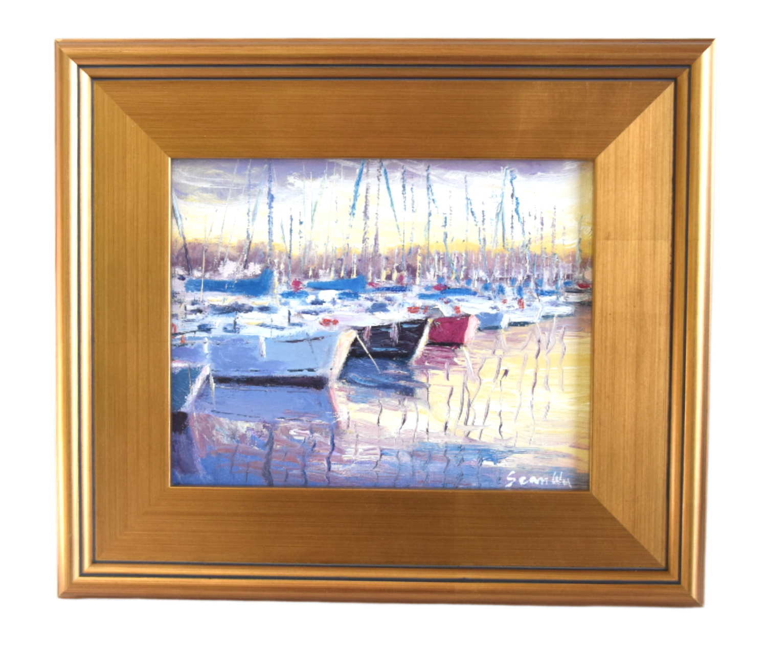 Nautical Sailboats in Harbor Painting