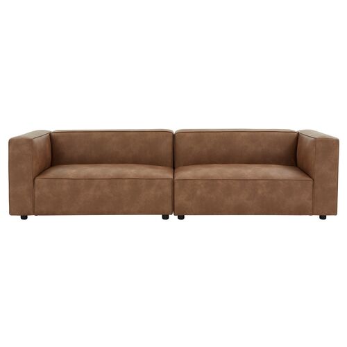 Nixie 2-Pc Modern Leather Sofa, Brown