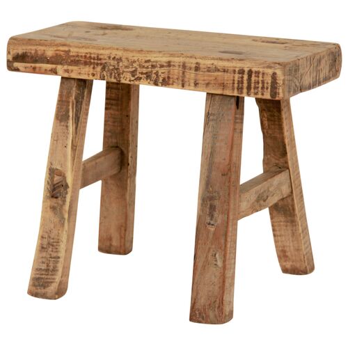 Vintage 11" Mini Stool, Natural Wood