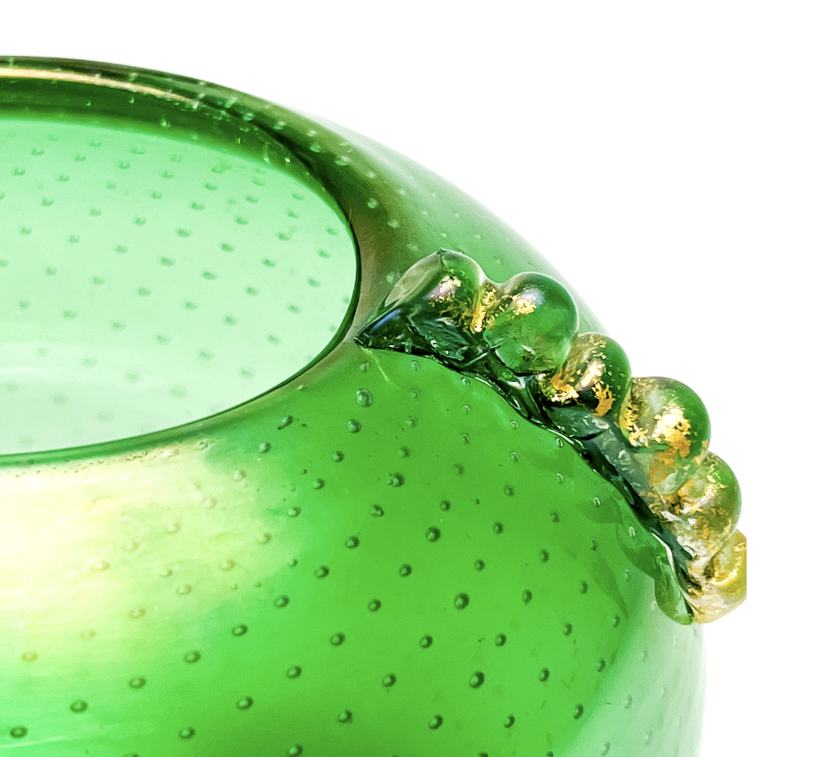 Seguso Green Bullicante Glass Vase~P77690480