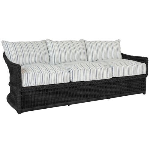 Emilia Black Sofa, Linen Indigo Stripe~P77634157