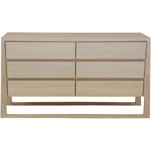 Renee 6-Drawer Dresser, Whitewash Pine~P77650801