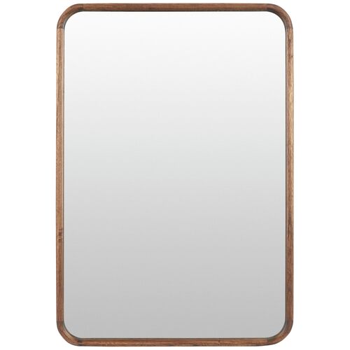 Ella Rectangular Wood Wall Mirror, Brown	