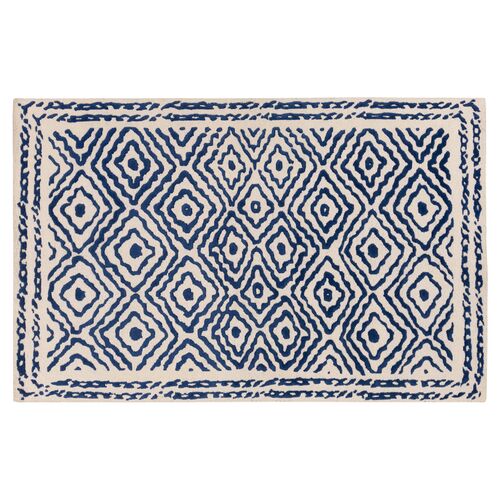 Ruess Flat-Weave Rug, Blue/Ivory~P76291374
