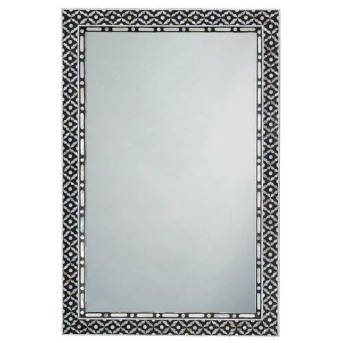 Evelyn Mother-of-Pearl Wall Mirror, Black~P77544068