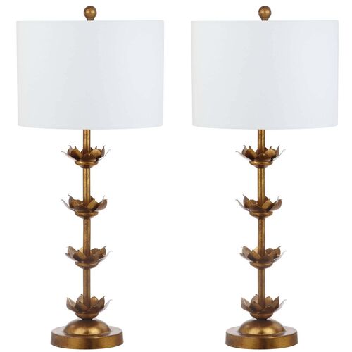 S/2 Nolden Table Lamps, Antiqued Gold Leaf~P63884050