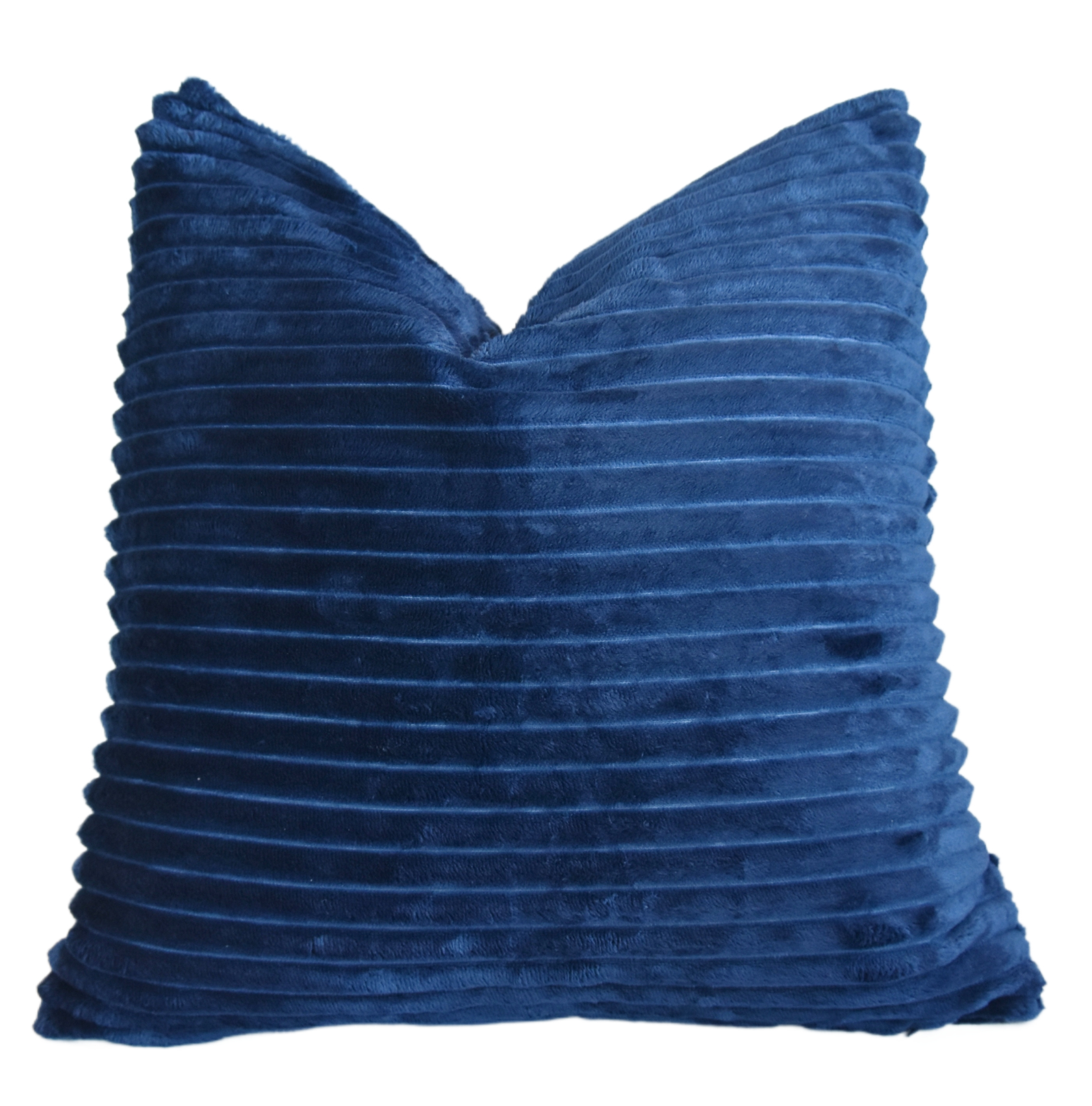 Royal Blue Soft Plush Ribbed Pillow~P77687576