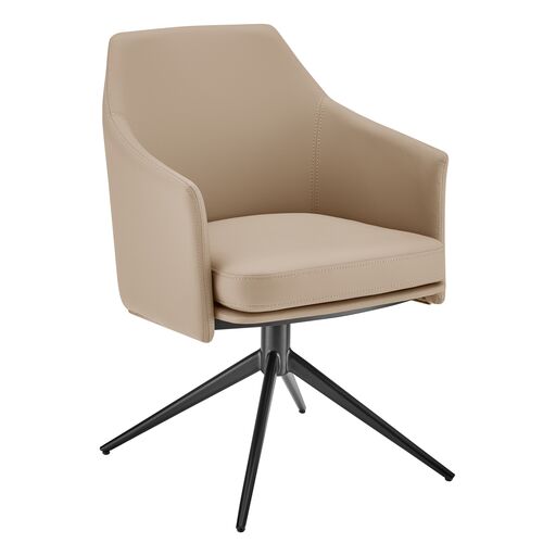 Oriva Faux leather Swivel Armchair, Light Taupe