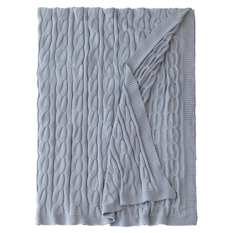 Avalon Cable-Knit Cotton Throw, Gray