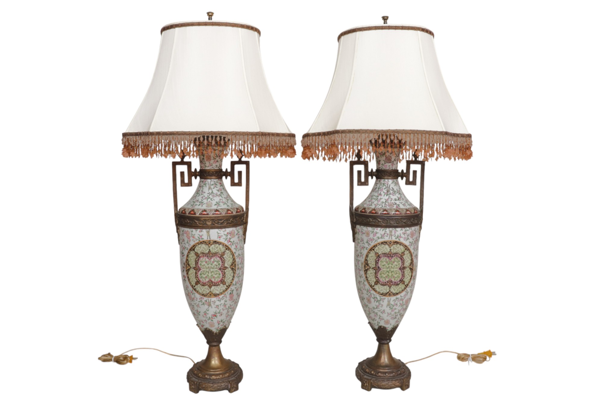 Bronze & Porcelain Table Lamps, a Pair~P77740921