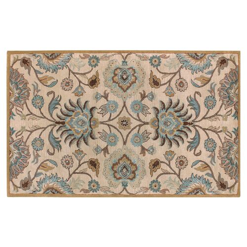 Corktree Rug, Taupe/Aqua