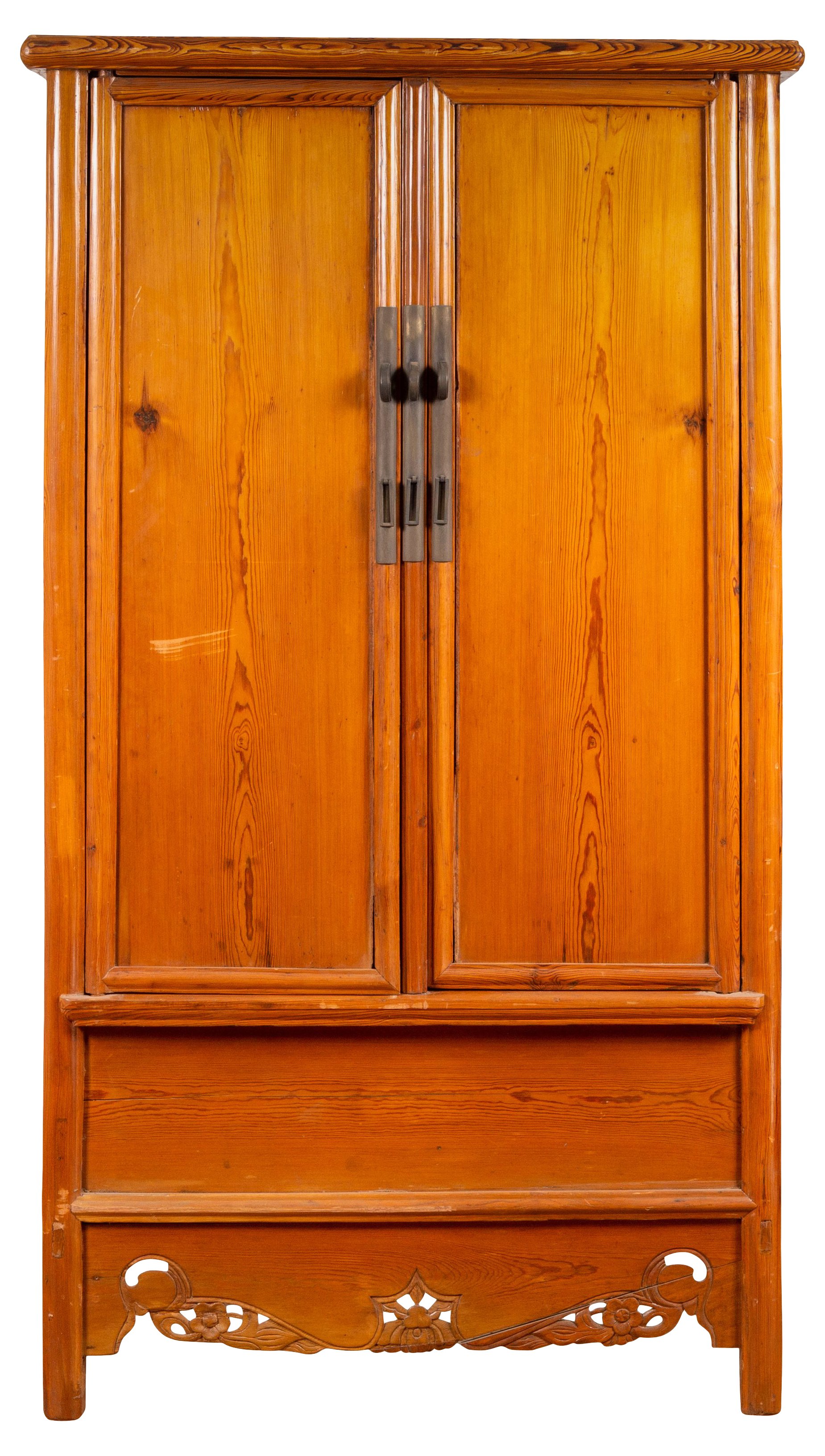 Chinese Ming Style Carved Elm Wardrobe~P77555962