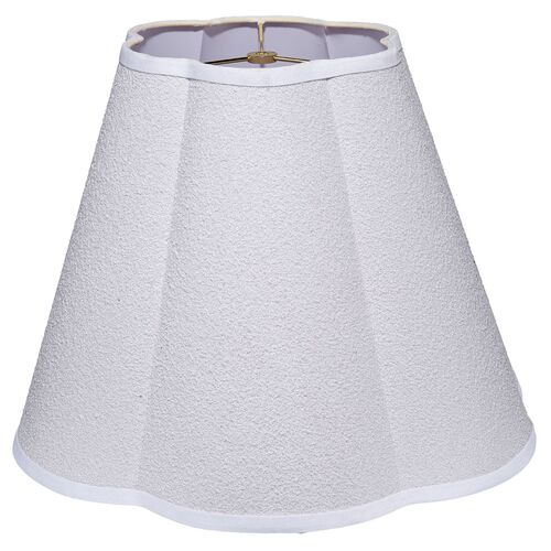 Scalloped Boucle Lamp Shade, White