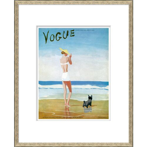 Vogue Magazine Cover, Beach Dog Woman~P77585656