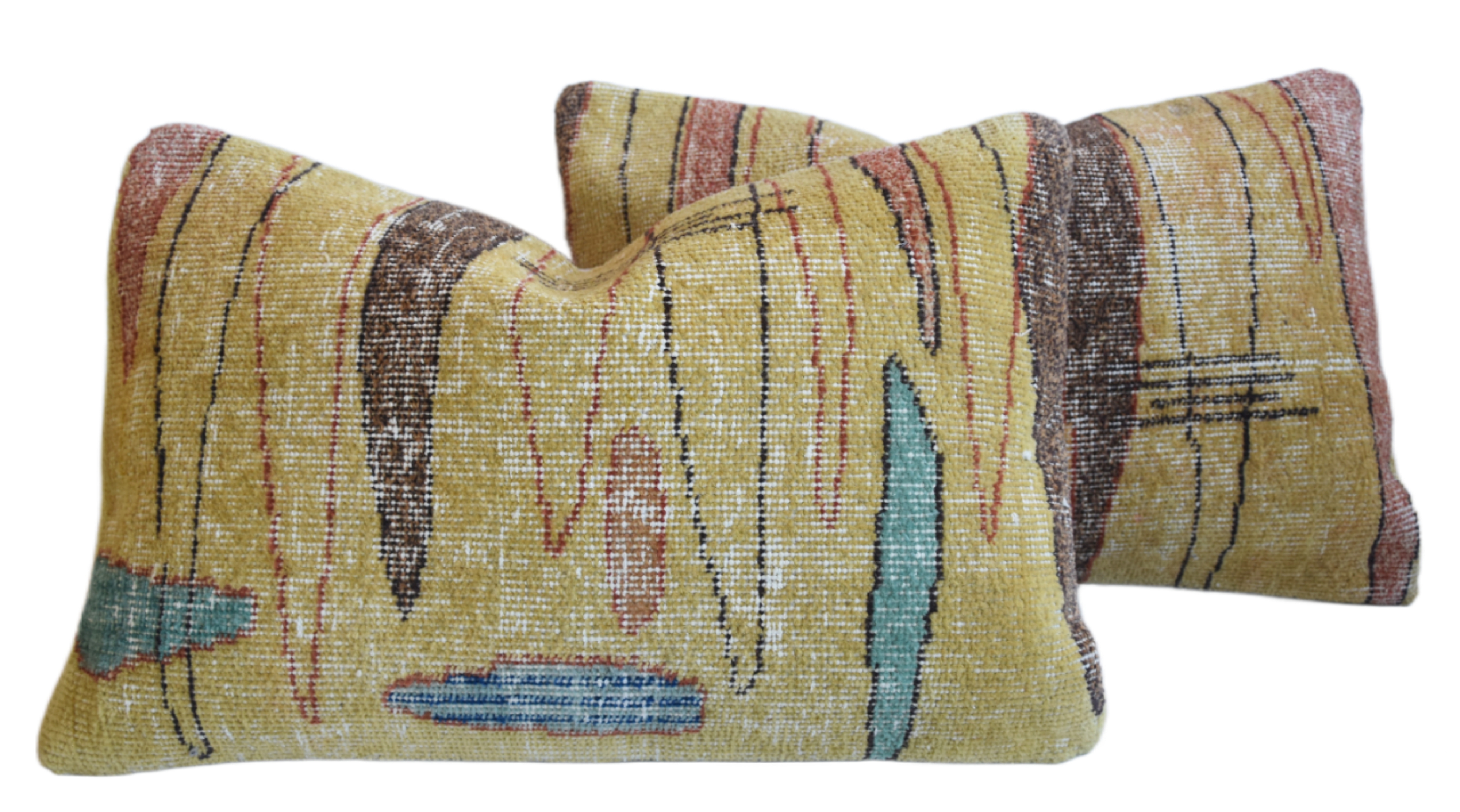 Turkish Wool Carpet Rug Pillows, Pair~P77662873