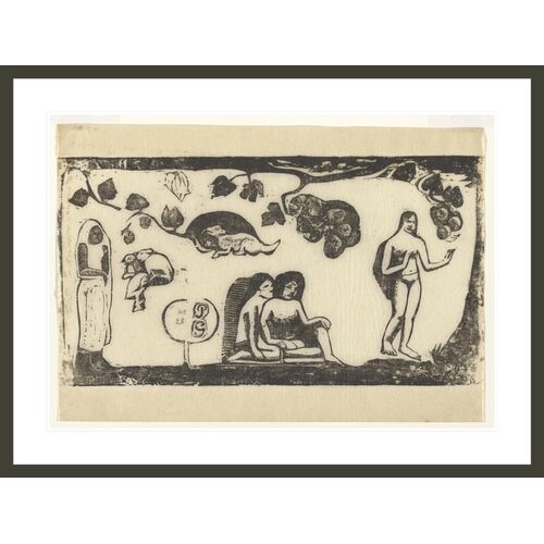 Women Animals and Foliage by Paul Gauguin Framed Print