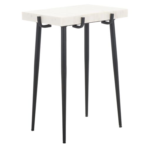 Cybil Marble Side Table, White/Black