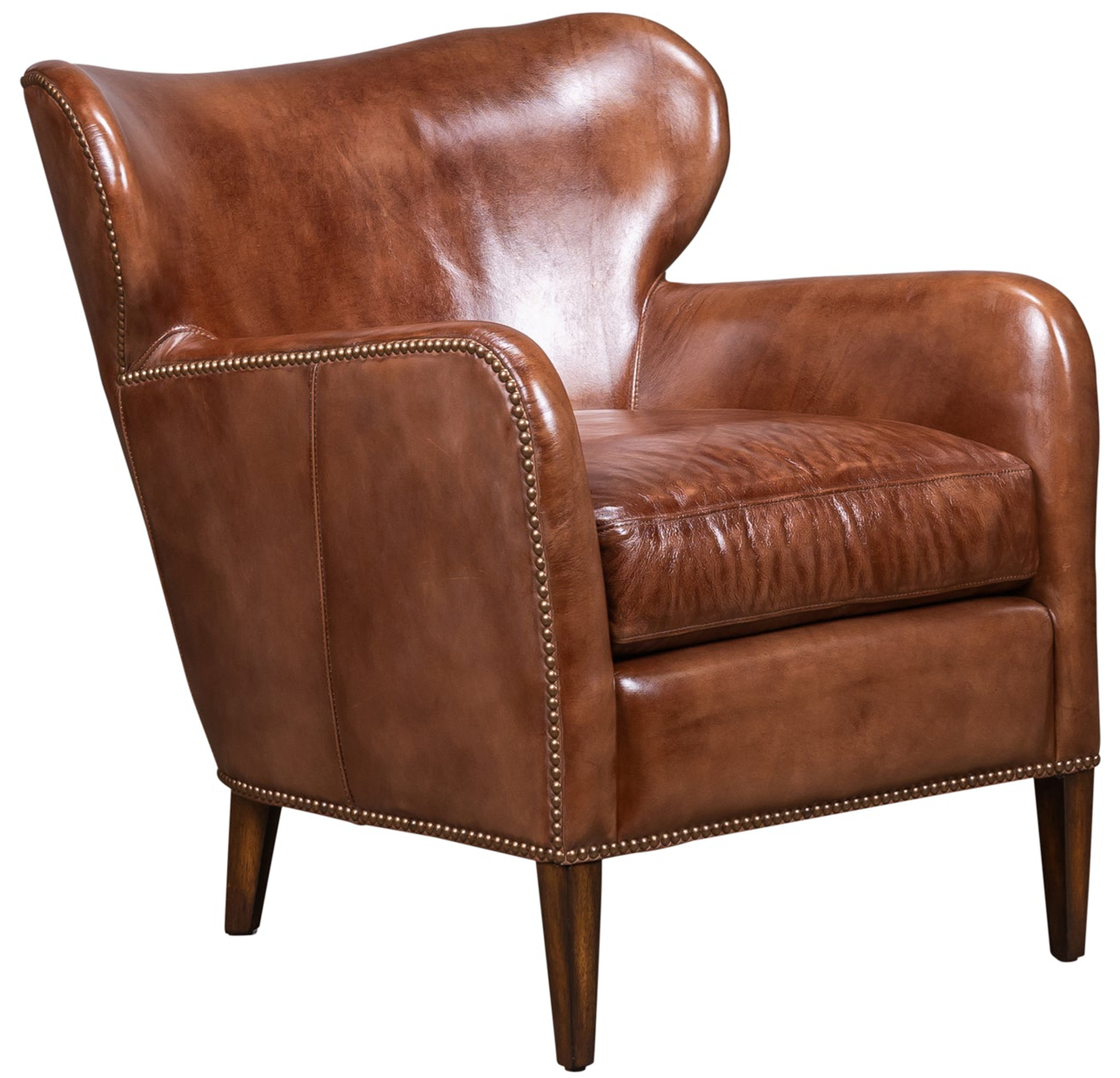 Sinclair Leather Wingback Chair, Richmond Saddle