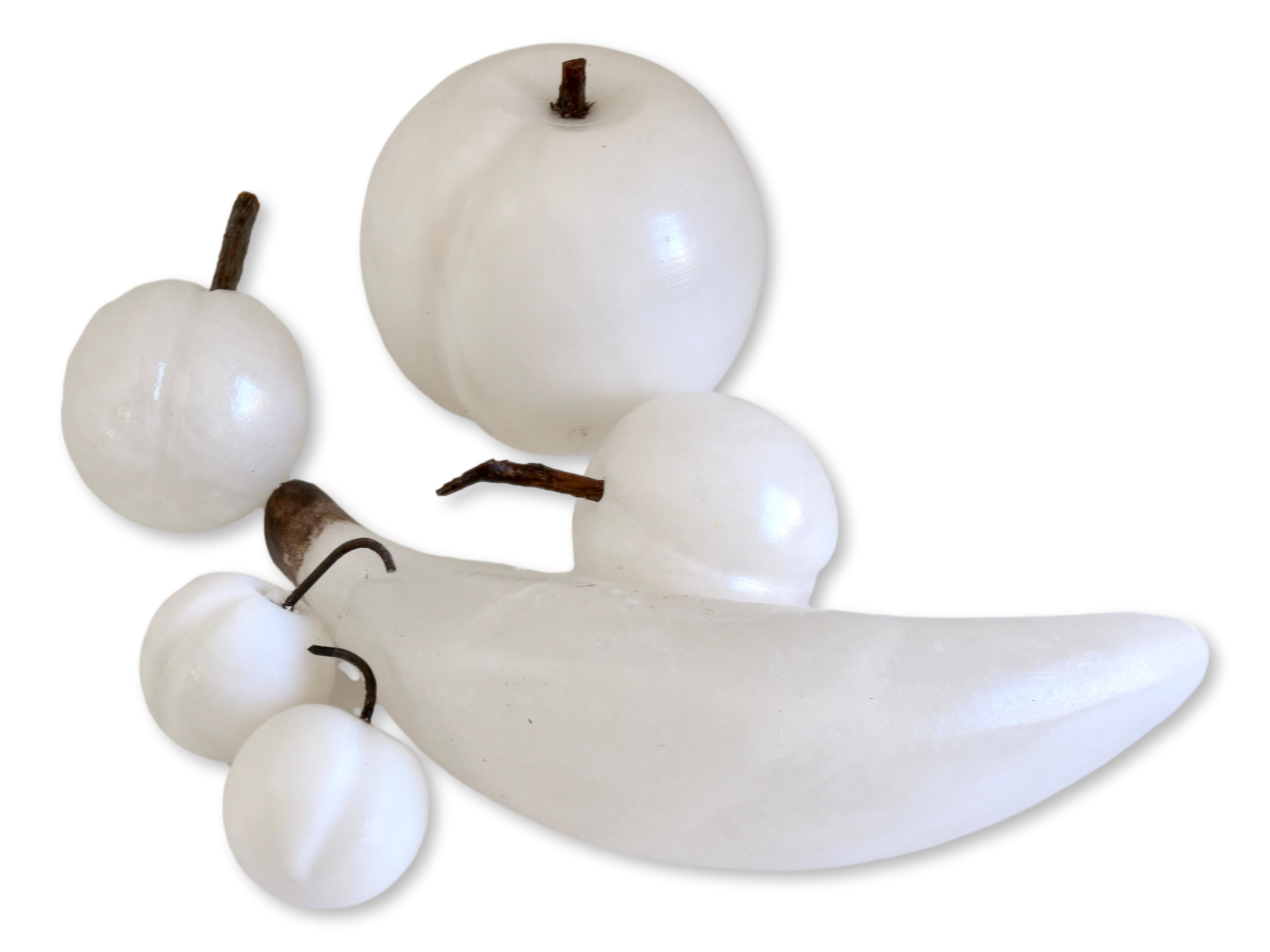 Italian White Alabaster Fruit, 6 pcs