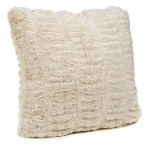 Savannah Faux Fur Pillow, Ivory Mink~P77618545