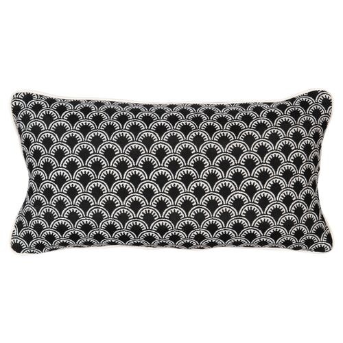 Scallop Outdoor Lumbar Pillow, Black/White~P77650085