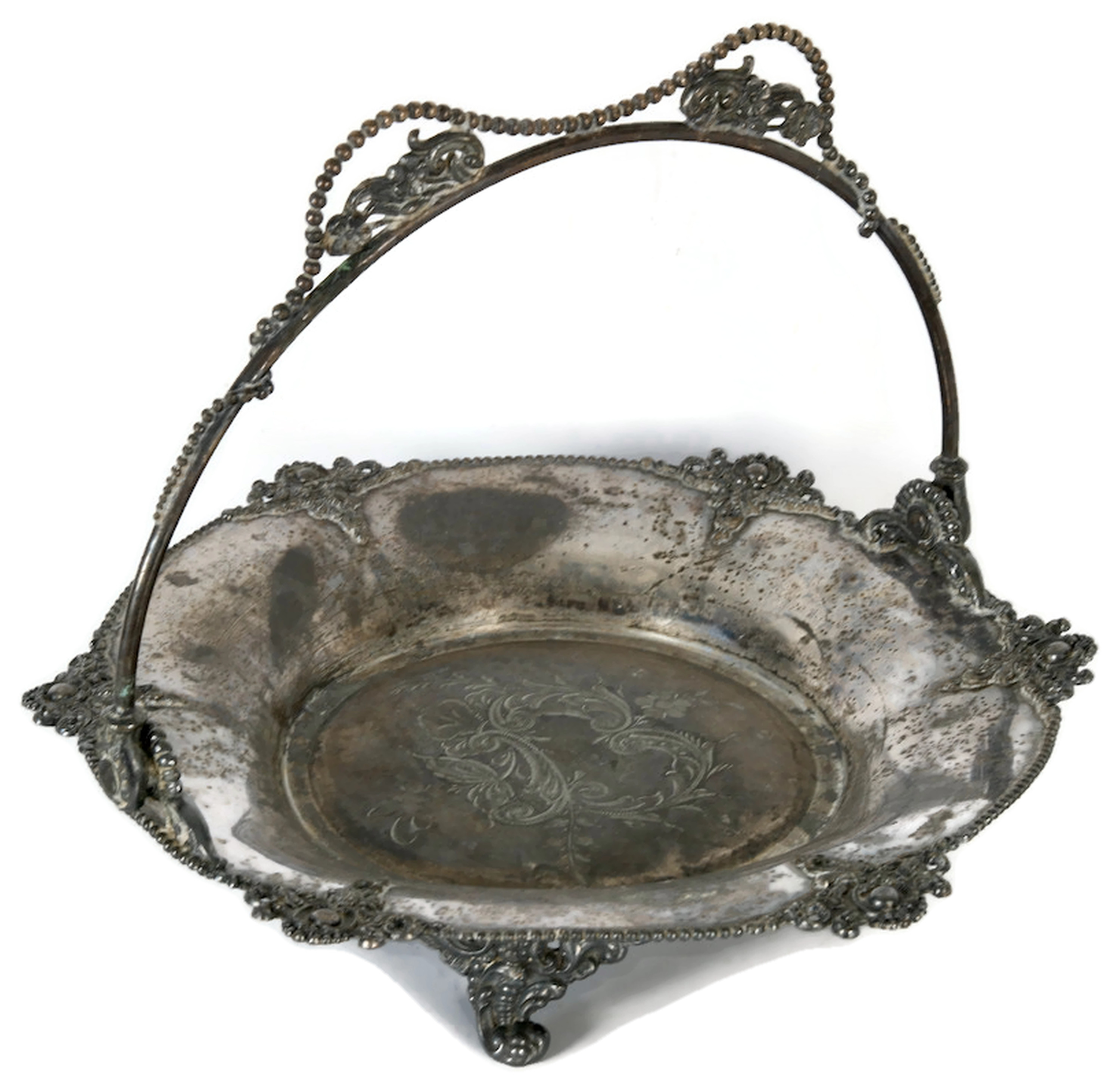 Silver-Plate Bride's Basket, Initial "B"~P77613480
