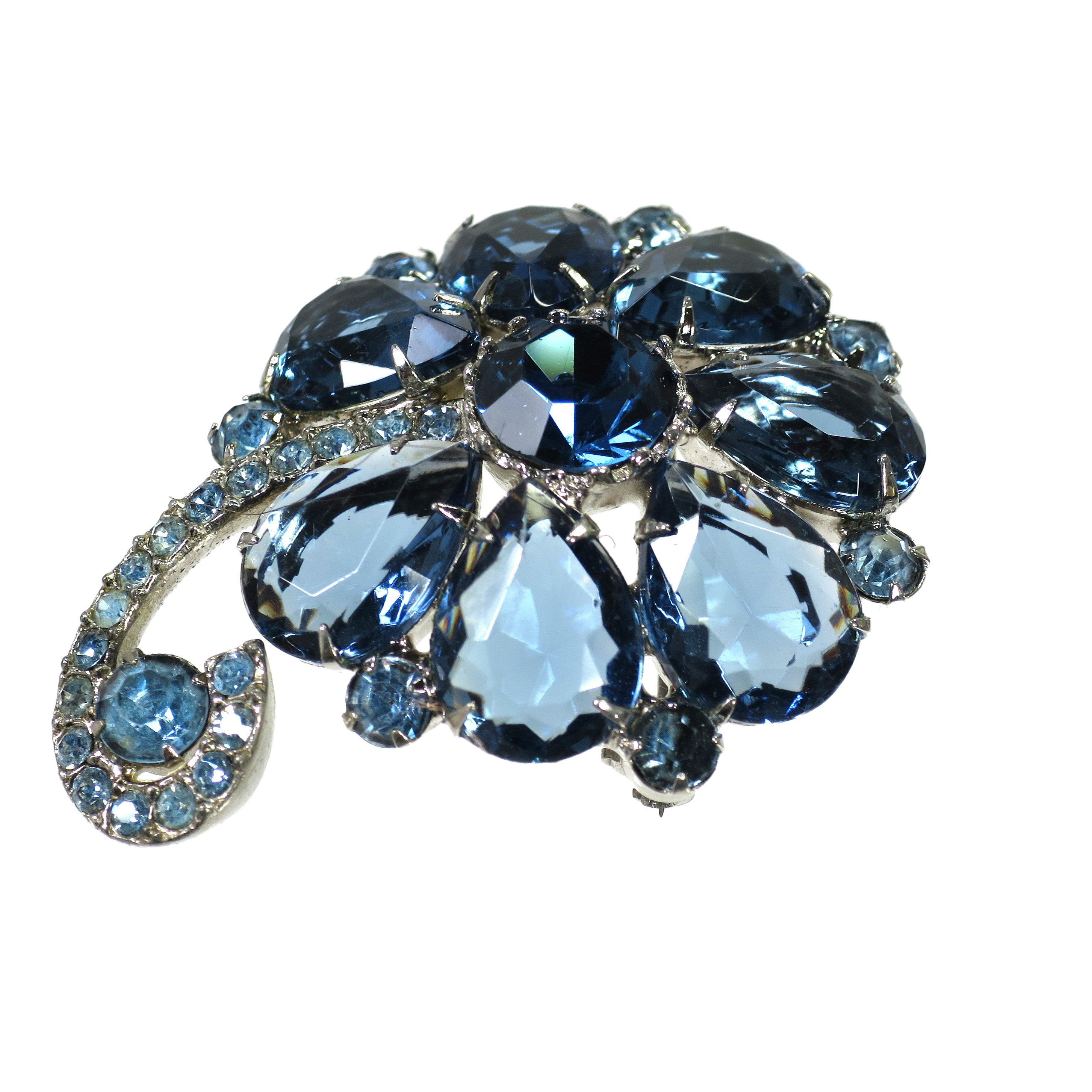 1950s Sapphire Crystal Flower Brooch~P77690296