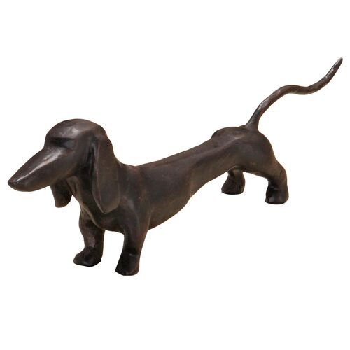 Dachshund Hound Cast Iron Sculpture, Bronze Dachshund Hound Cast Iron Sculpture, Bronze