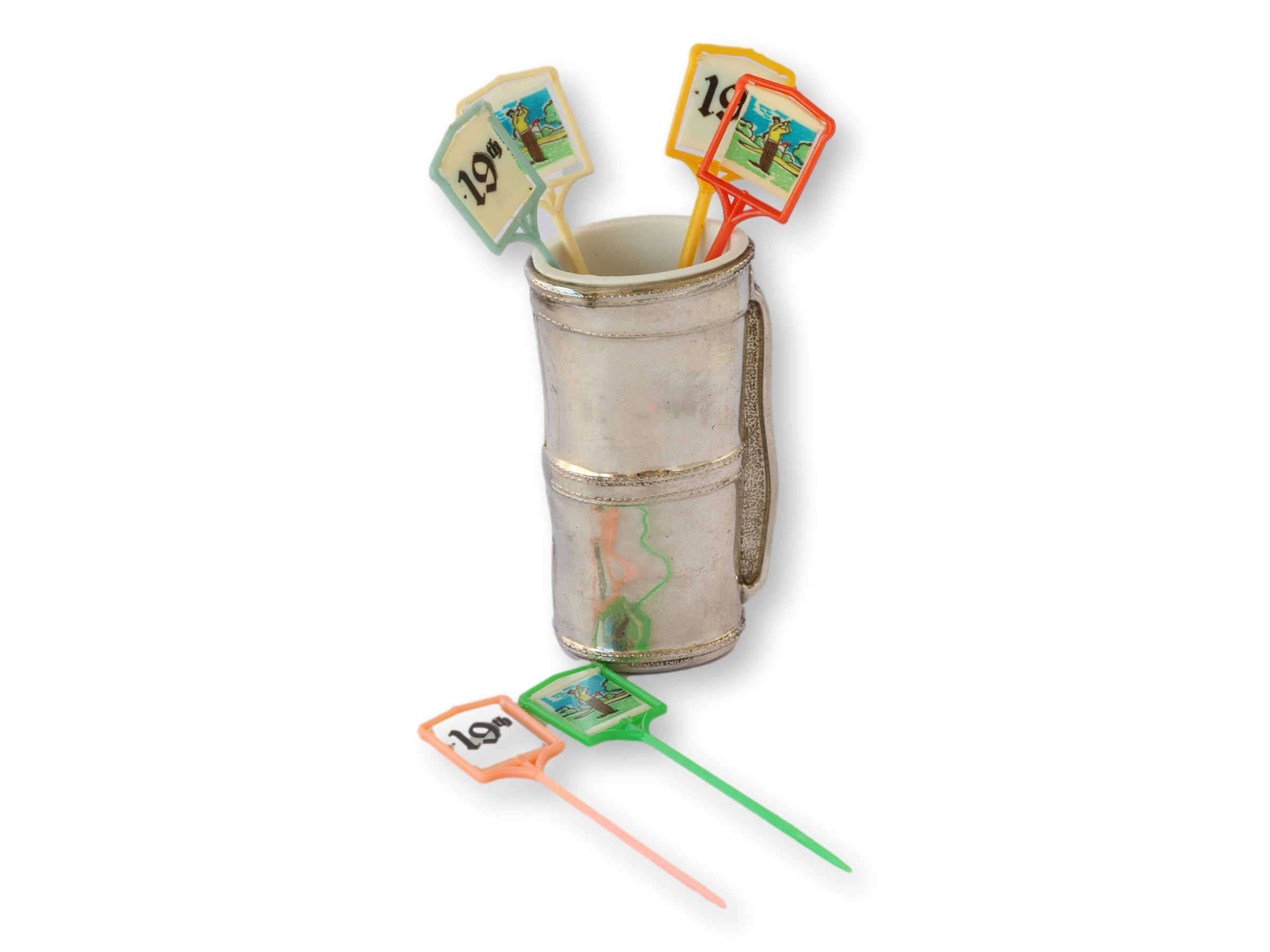 English Golf Bag Jigger w/Cocktail Picks~P77719627
